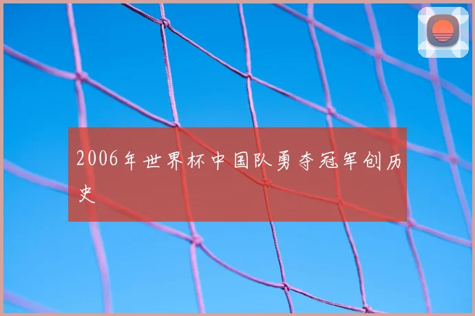 2006年世界杯中国队勇夺冠军创历史